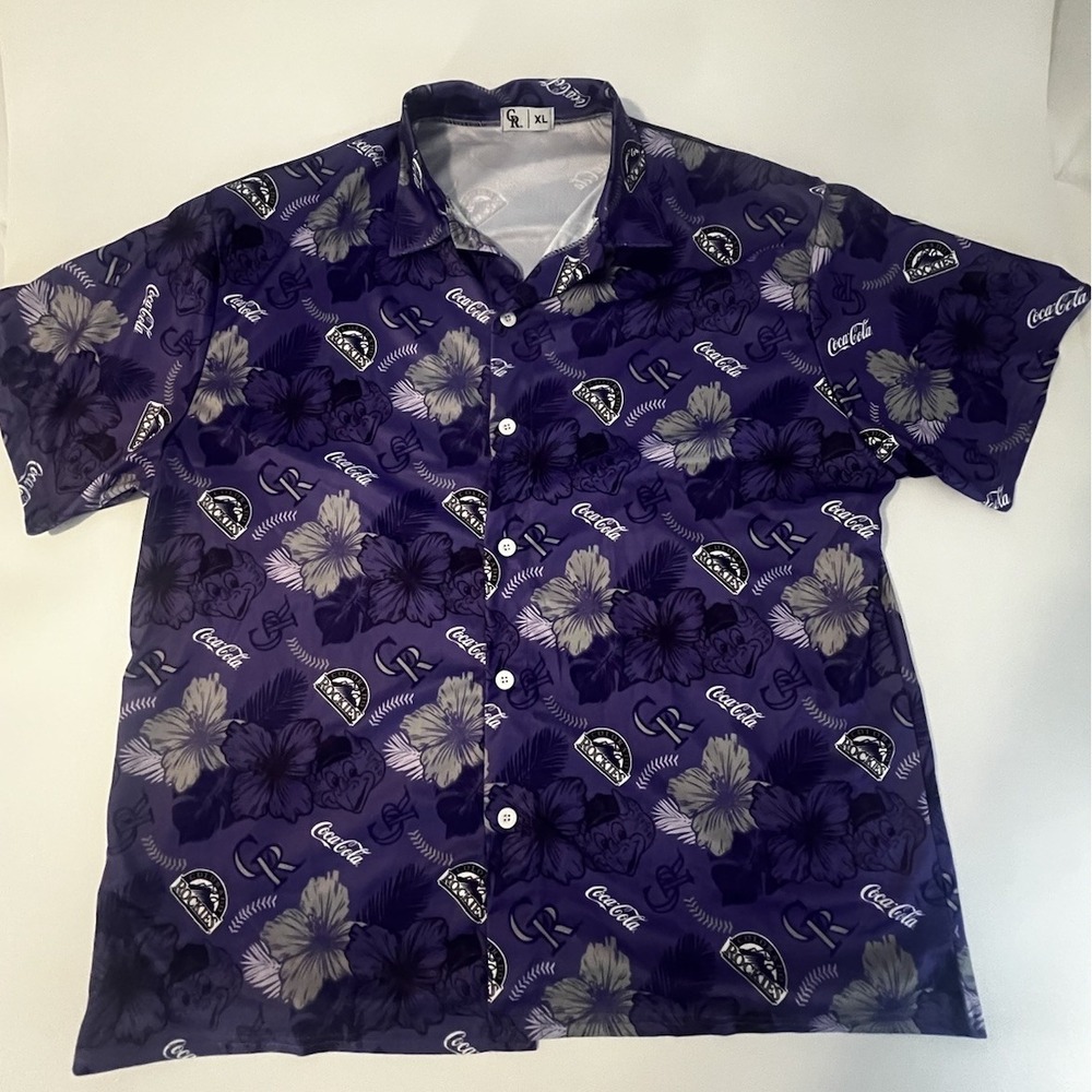 Colorado Rockies Hawaiian Shirt Mens XL MLB Baseball Flowers Mascot Coke Promo
